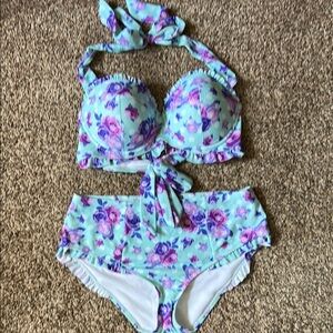 Hot Topic Floral Bikini - Light Blue and Lavender
